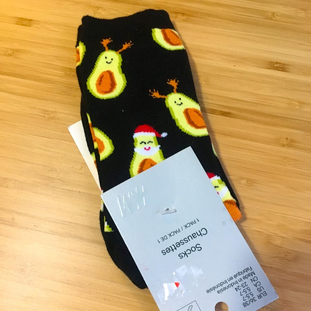 H&M Santa & Reindeer Avocado Socks Size 5-7